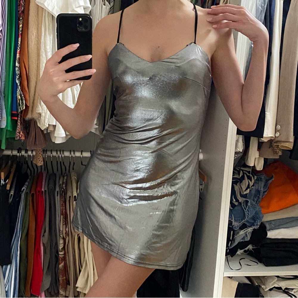 Vintage metallic slip mini dress